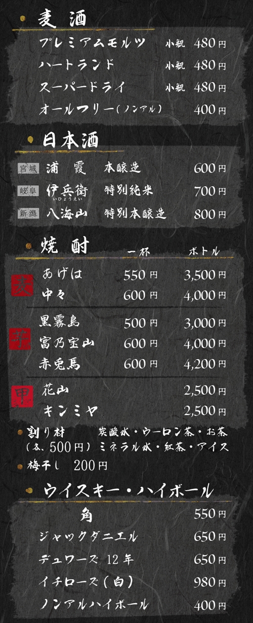 メニューデザイン例2